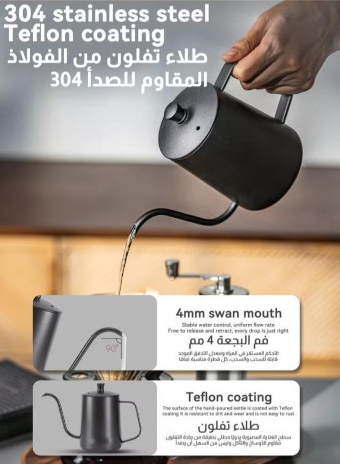 Arabest 8-Piece V60 Coffee Set Drip Coffee Maker with Goose Neck Kettle Digital Scale Double Walled Glass Mug Glass Server Manual Grinder Glass Dipper 100 pcs Paper Filter and Scope for Drip Coffee - Image 4